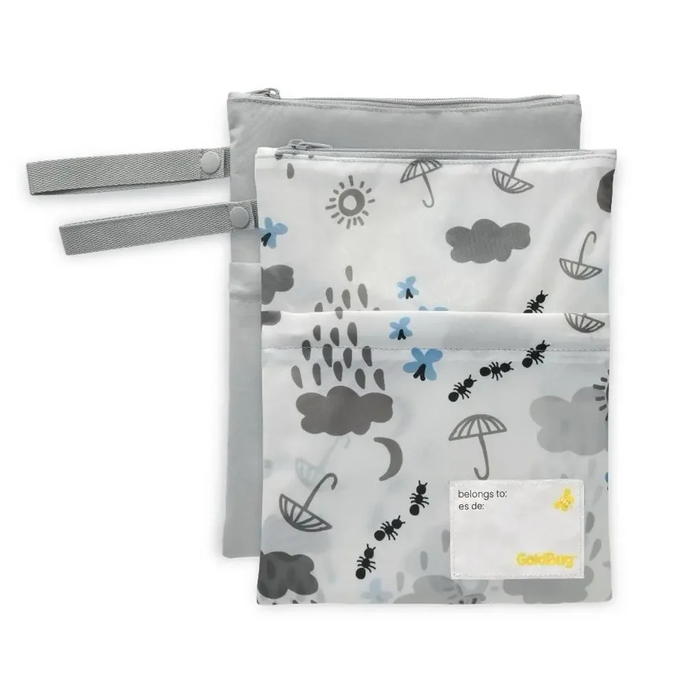 Goldbug 2 Pack Wet Dry Bag Daycare Essentials Water Resistant Bags For Baby Use